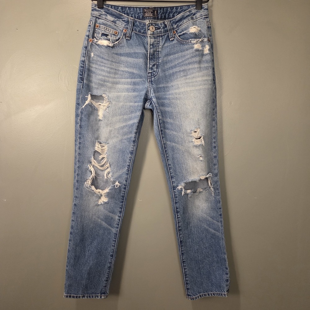 Abercrombie & Fitch Ames Low Rise Slim Boyfriend Jeans Distressed, Size 24 00